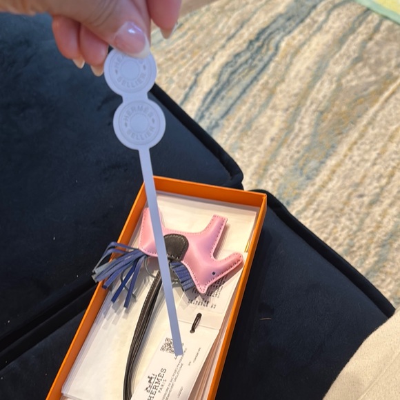 Hermès Pink and Blue Leather Bag Charm - Picture 3 of 3